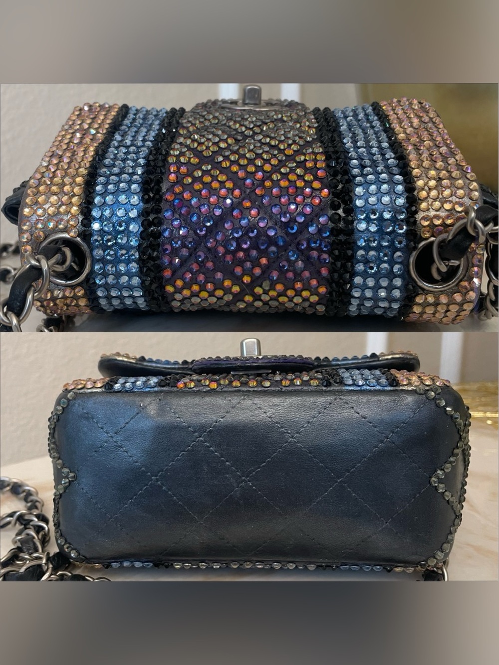 Chanel classic mini small square flap custom strass crystal multicolor stone - Picture 5 of 16